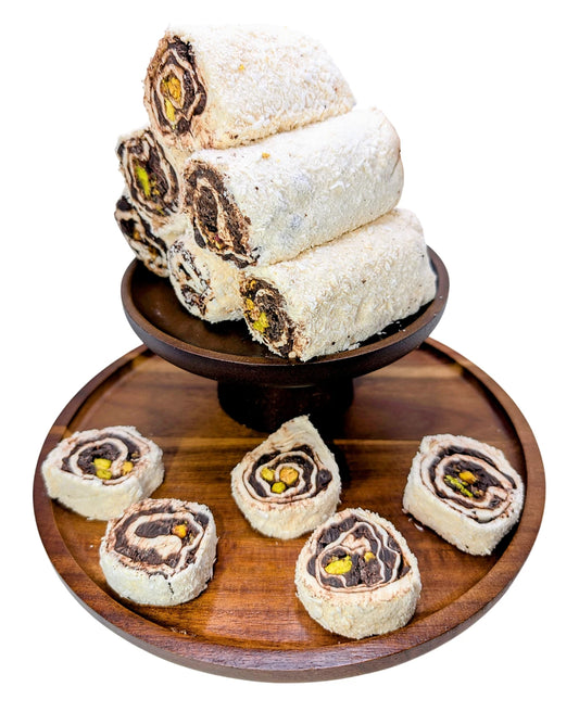 Turkish Delight Lokum mit Zartbitterschoklade, Pistazien und Kokosraspeln