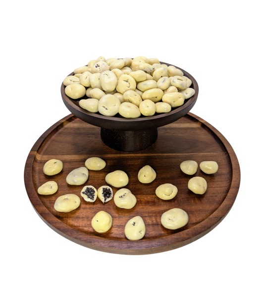 Weinbeeren mit weißer Schokolade