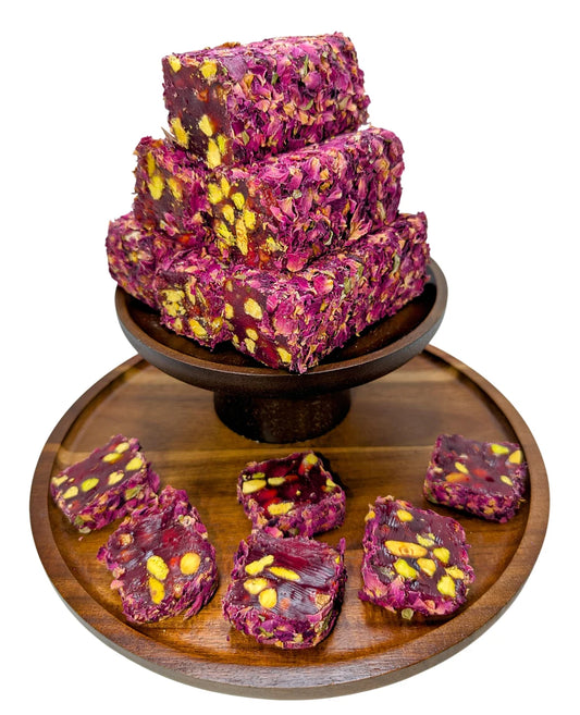 Turkish Delight Lokum mit Granatapfel, Pistazien und Rosenblättern