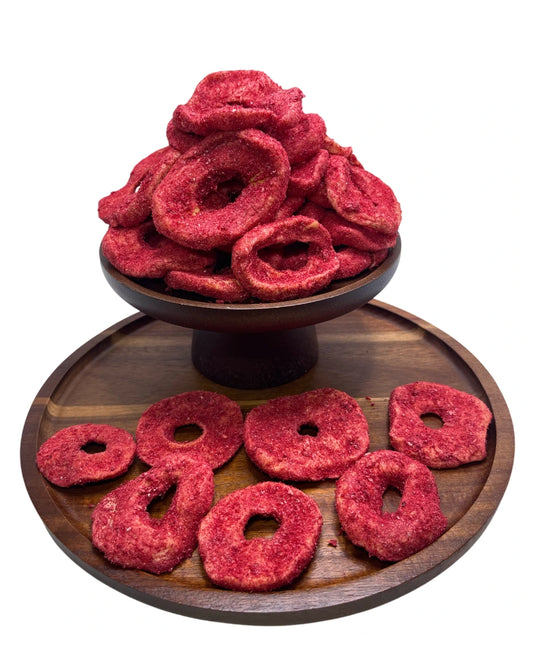 [Apfelringe (getrocknet mit Himbeerenpulver)] [100g/250g/500g/1kg] Dörrland