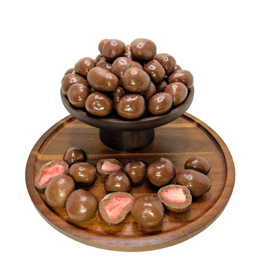 [ Erdbeeren gefriergetrocknet in Vollmilchschokolade]  [100g/250g/500g/1kg] Dörrland