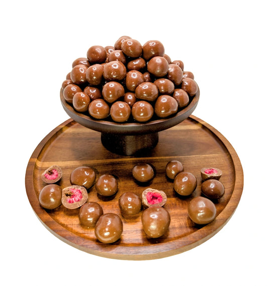 [ Himbeeren gefriergetrocknet in Vollmilchschokolade]  [100g/250g/500g/1kg] Dörrland